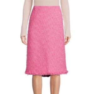 New Zara Tweed A-Line Midi Skirt in Pink
